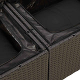 6 Piece Garden Sofa Set with Cushions Black Poly Rattan Acacia - Extra Image