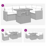 5 Piece Garden Sofa Set with Cushions Beige Poly Rattan Acacia - Extra Image