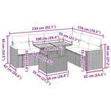 7 Piece Garden Sofa Set with Cushions Grey Poly Rattan Acacia
