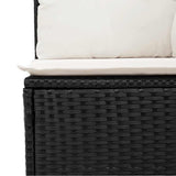 9 Piece Garden Sofa Set with Cushions Black Poly Rattan Acacia - Low Angle