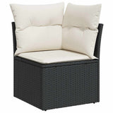 9 Piece Garden Sofa Set with Cushions Black Poly Rattan Acacia - Top-Down View