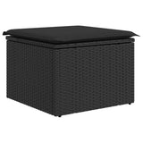 6 Piece Garden Sofa Set with Cushions Black Poly Rattan Acacia - 45-Degree Angle