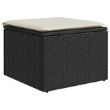 6 Piece Garden Sofa Set with Cushions Black Poly Rattan Acacia - 45-Degree Angle