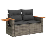 6 Piece Garden Sofa Set with Cushions Grey Poly Rattan Acacia - Top-Down View
