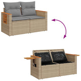 4 Piece Garden Sofa Set with Cushions Beige Poly Rattan Acacia - Extra Image