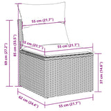 7 Piece Garden Sofa Set with Cushions Grey Poly Rattan Acacia