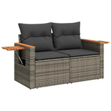 8 Piece Garden Sofa Set with Cushions Grey Poly Rattan Acacia - 45-Degree Angle