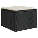 6 Piece Garden Sofa Set with Cushions Black Poly Rattan Acacia - 45-Degree Angle