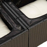 5 Piece Garden Sofa Set with Cushions Black Poly Rattan Acacia - Extra Image