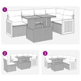 6 Piece Garden Sofa Set with Cushions Black Poly Rattan Acacia - Extra Image