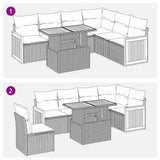 7 Piece Garden Sofa Set with Cushions Black Poly Rattan Acacia