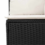 8 Piece Garden Sofa Set with Cushions Black Poly Rattan Acacia - Low Angle