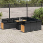 11 Piece Garden Sofa Set with Cushions Black Poly Rattan Acacia