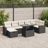8 Piece Garden Sofa Set with Cushions Black Poly Rattan