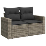 8 Piece Garden Sofa Set with Cushions Grey Poly Rattan - Side View