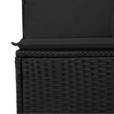 8 Piece Garden Sofa Set with Cushions Black Poly Rattan - Low Angle