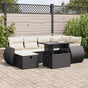 7 Piece Garden Sofa Set with Cushions Black Poly Rattan