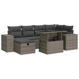 8 Piece Garden Sofa Set with Cushions Grey Poly Rattan - Front View