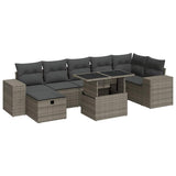 5 Piece Garden Sofa Set with Cushions Grey Poly Rattan - Front View
