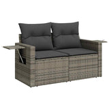 9 Piece Garden Sofa Set with Cushions Grey Poly Rattan Acacia - 45-Degree Angle