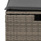 5 Piece Garden Sofa Set with Cushions Grey Poly Rattan Acacia