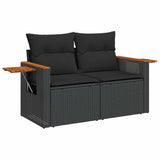 6 Piece Garden Sofa Set with Cushions Black Poly Rattan - Top-Down View