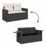 8 Piece Garden Sofa Set with Cushions Black Poly Rattan