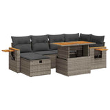 8 Piece Garden Sofa Set with Cushions Grey Poly Rattan - Front View