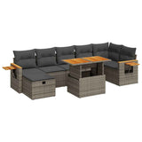 5 Piece Garden Sofa Set with Cushions Grey Poly Rattan - Front View