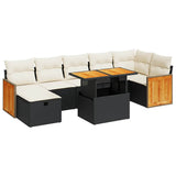 5 Piece Garden Sofa Set with Cushions Black Poly Rattan