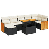 5 Piece Garden Sofa Set with Cushions Black Poly Rattan - Front View