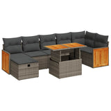 5 Piece Garden Sofa Set with Cushions Grey Poly Rattan - Front View