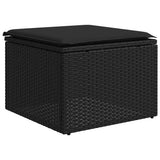 2 Piece Garden Sofa Set with Cushions Black Poly Rattan Acacia