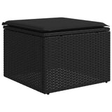 2 Piece Garden Sofa Set with Cushions Black Poly Rattan Acacia - Top-Down View