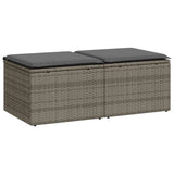 2 Piece Garden Sofa Set with Cushions Grey Poly Rattan Acacia - Front View