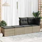2 Piece Garden Sofa Set with Cushions Grey Poly Rattan Acacia - Side View