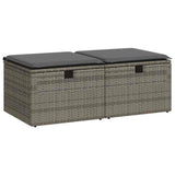 2 Piece Garden Sofa Set with Cushions Grey Poly Rattan Acacia - Front View