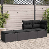 2 Piece Garden Sofa Set with Cushions Black Poly Rattan Acacia - Side View
