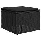 2 Piece Garden Sofa Set with Cushions Black Poly Rattan Acacia - Top-Down View