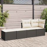 2 Piece Garden Sofa Set with Cushions Black Poly Rattan Acacia - Side View