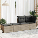 2 Piece Garden Sofa Set with Cushions Grey Poly Rattan Acacia - Side View
