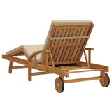 Sun Lounger Beige 200 x 67 x 84 cm Solid Acacia Wood - Rear View