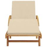 Sun Lounger Beige 200 x 67 x 84 cm Solid Acacia Wood - Top-Down View