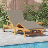 Sun Lounger Taupe 200 x 67 x 84 cm Solid Acacia Wood