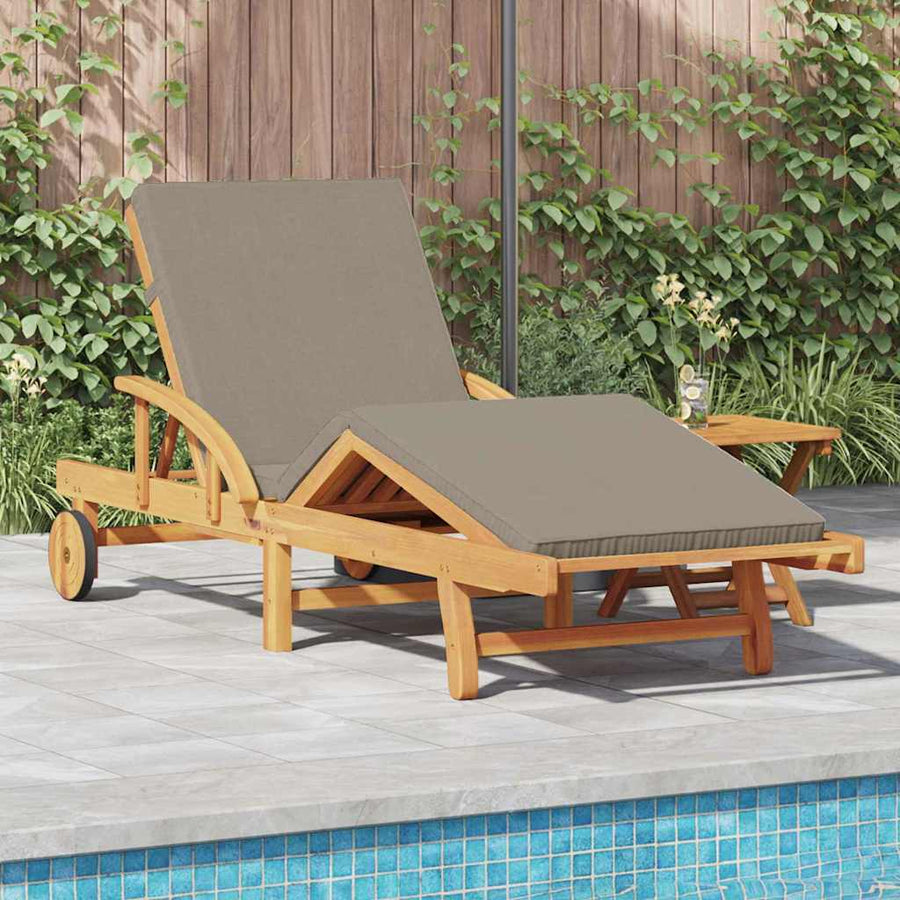 Sun Lounger Solid Acacia Wood Taupe