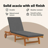 Sun Lounger Reclining Brown 199 x 63 x 85 cm Solid Acacia Wood - Low Angle