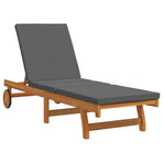 Sun Lounger Reclining Brown 199 x 63 x 85 cm Solid Acacia Wood