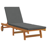Sun Lounger Reclining Brown 199 x 63 x 85 cm Solid Acacia Wood