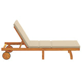 Sun Lounger Reclining Brown 199 x 63 x 85 cm Solid Acacia Wood - 45-Degree Angle