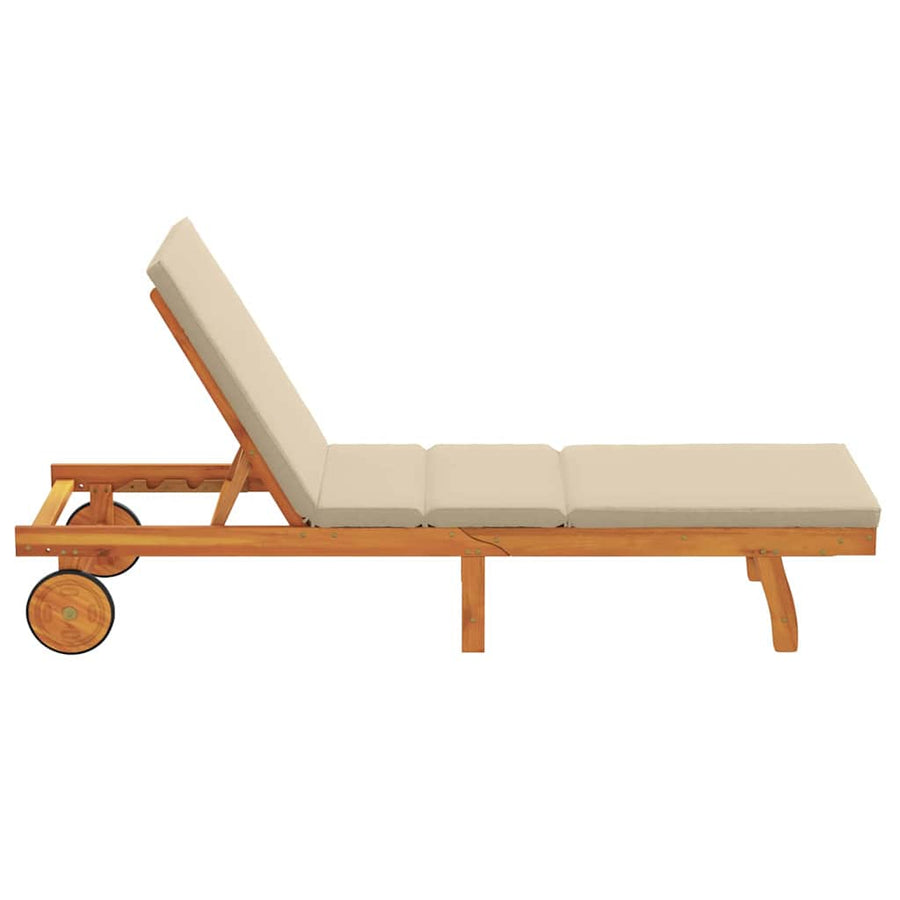 Sun Lounger Reclining Brown 199 x 63 x 85 cm Solid Acacia Wood